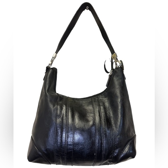 Etienne Aiguer Purse Genuine Leather shoulder handbag black silver hardware - Picture 2 of 3